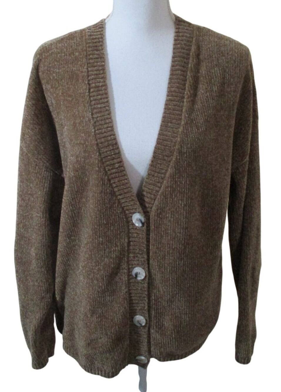 Leo & Nicole Women's Brown Long Sleeve Button Front Cardigan Sweater Size Large